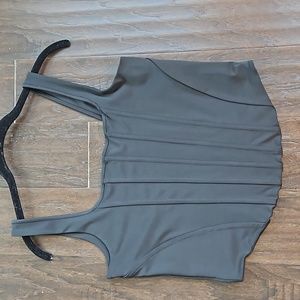 Express Body Contour High Compression Corset Cropped Tank, Size Large, Black.